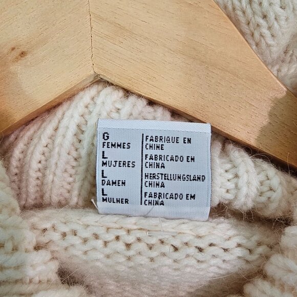 Columbia Womens Sz L Turtle Neck FairIsle Aztec Cardigan Sweater Wool blend EUC - Picture 10 of 12